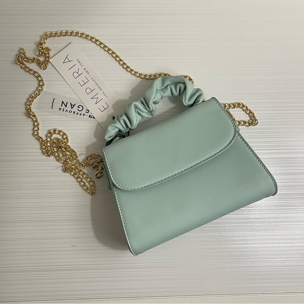 Mint Green Crossbody Bag with Gold Chain